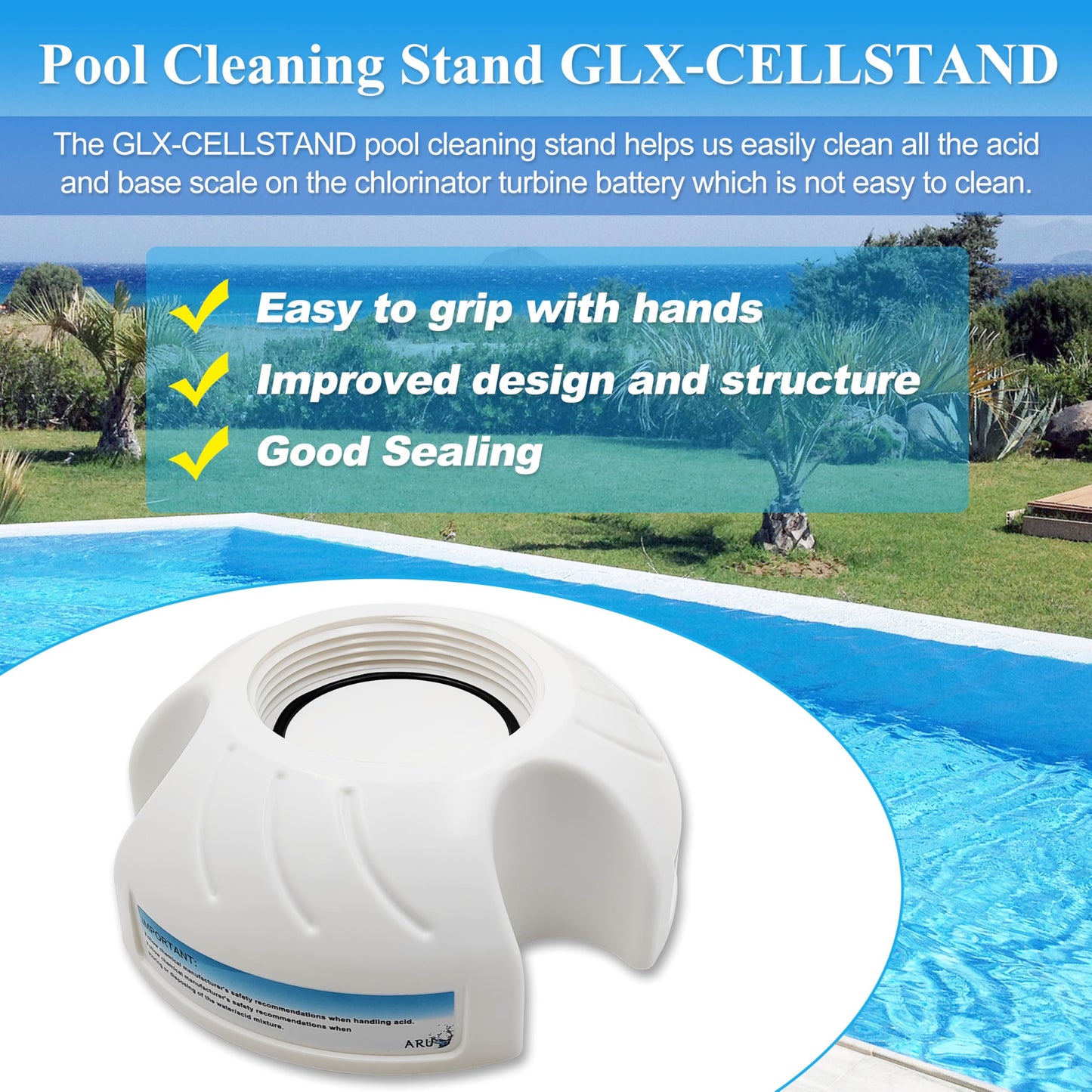 Pool Cleaning Stand GLX-CELLSTAND Replacement for Hayward Turbo Cells Washing Acid Cleaning Swimming Pool Salt Cell Cleaning Stand