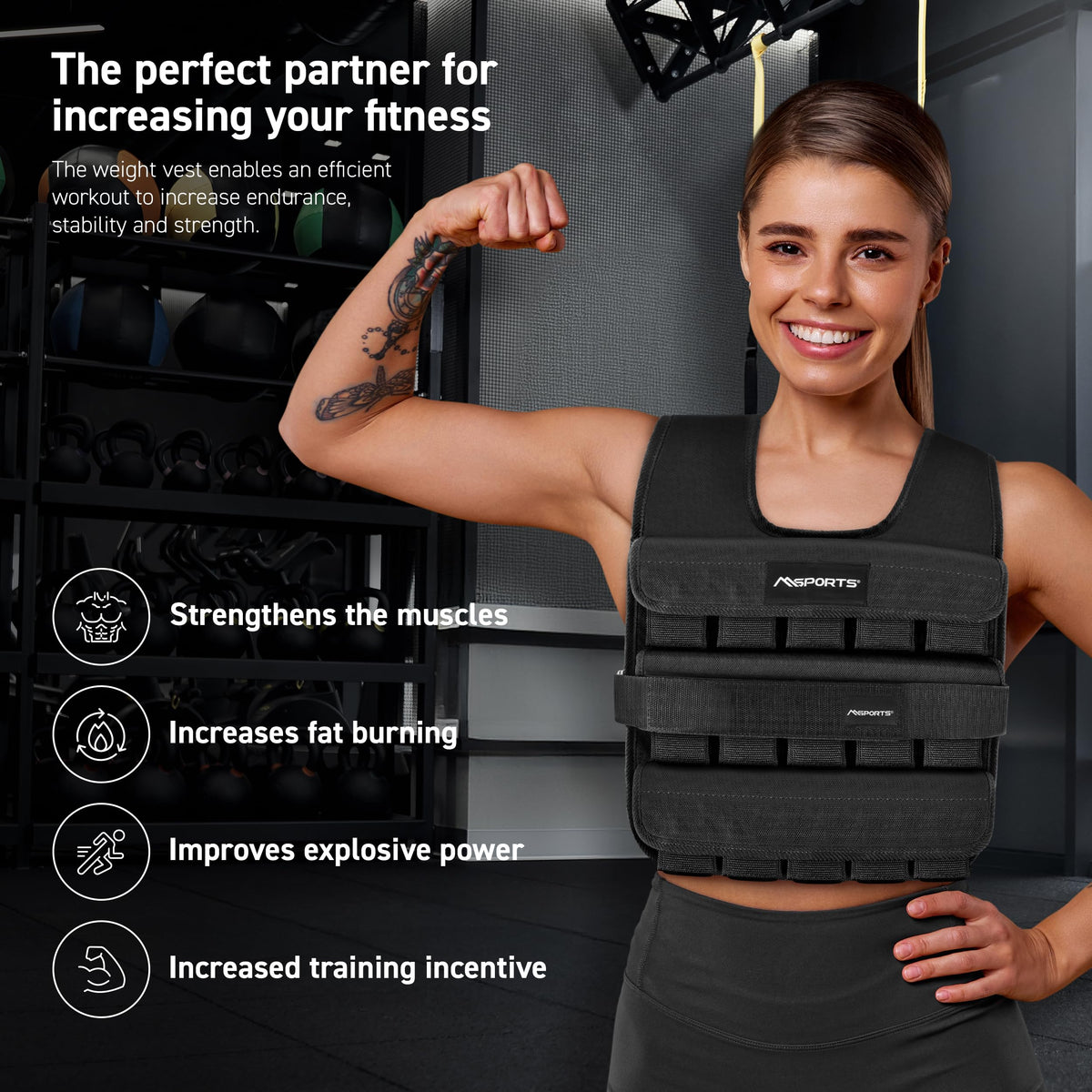 MSPORTS Premium Weighted Vest for Women & Men – Adjustable 11–65 lb, Running Vest, Walking Weighted Vest, Tactical Style Training Vest for CrossFit, Strength, Cardio & Home Workouts (Black, 11 lb)