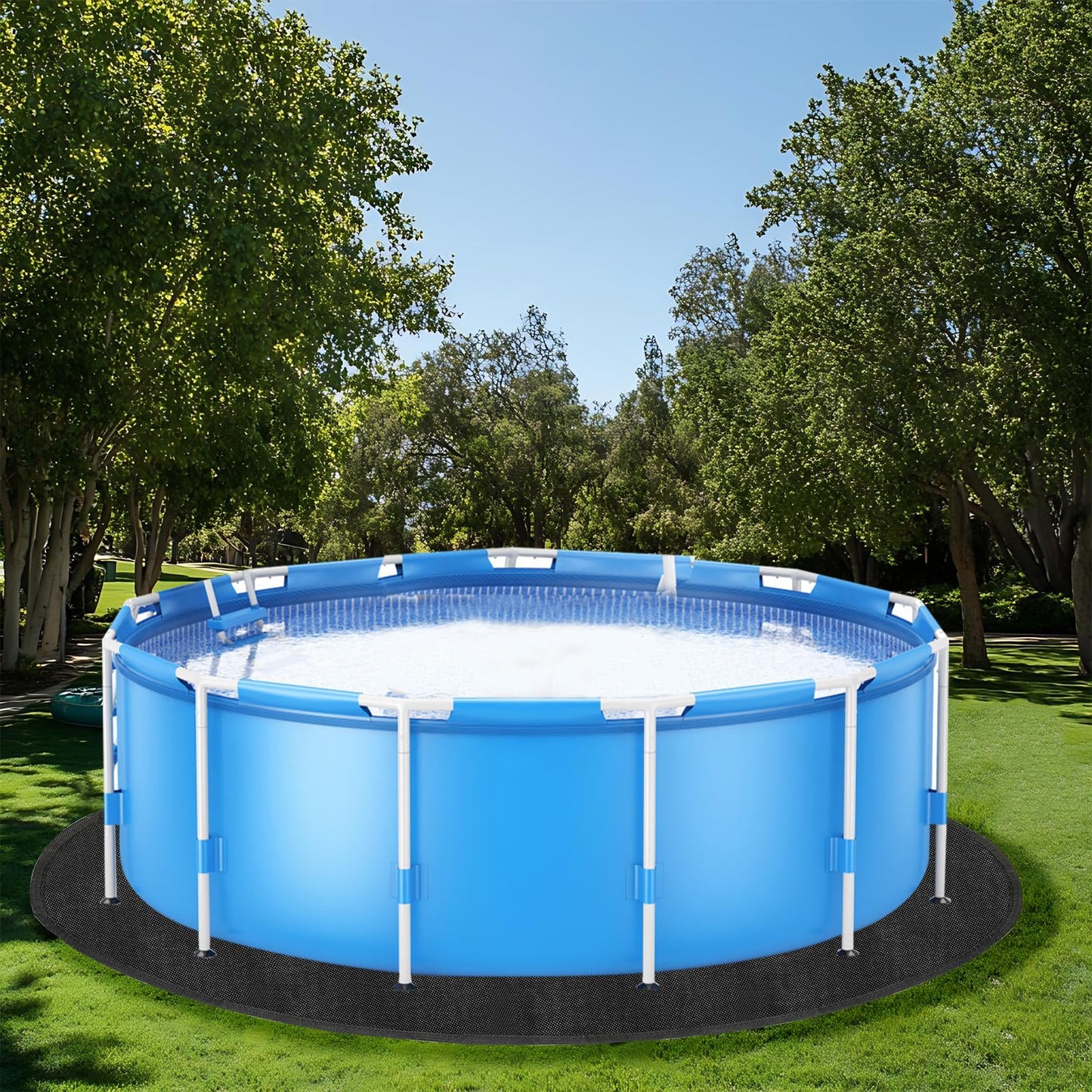 CIEOVO 8 FT Round Pool Liner Pad for Above Ground Swimming Pools - Protects Pool Liner Outdoor Pool Mat for Pool Bottom Liner Protector to Prevent Punctures Extend Liner Life
