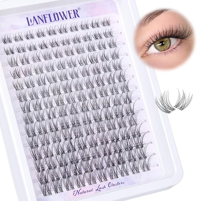 Natural Lash Clusters Clear Band Eyelash Clusters Wispy Individual Lashes C Curved Cluster Eyelash Extensions Invisible Band Cluster Lashes by Lanflower