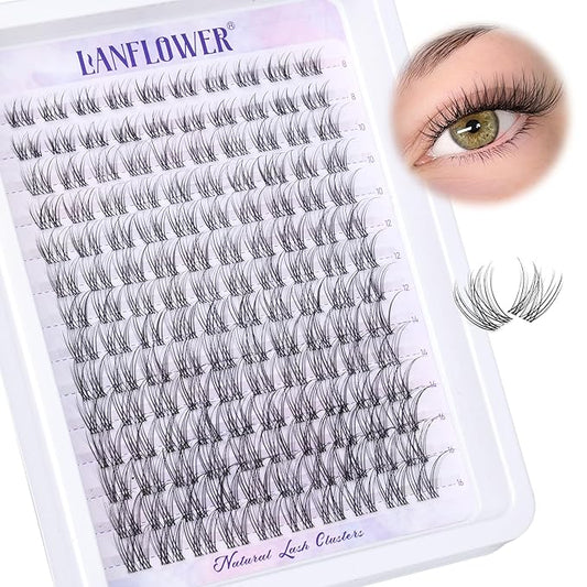 Natural Lash Clusters Clear Band Eyelash Clusters Wispy Individual Lashes C Curved Cluster Eyelash Extensions Invisible Band Cluster Lashes by Lanflower