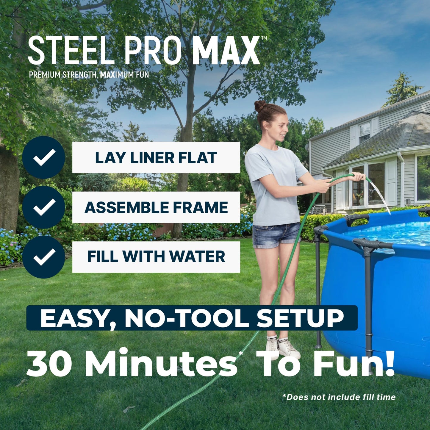 Bestway Steel Pro MAX 12’ x 30" Above Ground Pool, Round Metal Frame Outdoor Swimming Pool for Backyard, Blue, Pool ONLY
