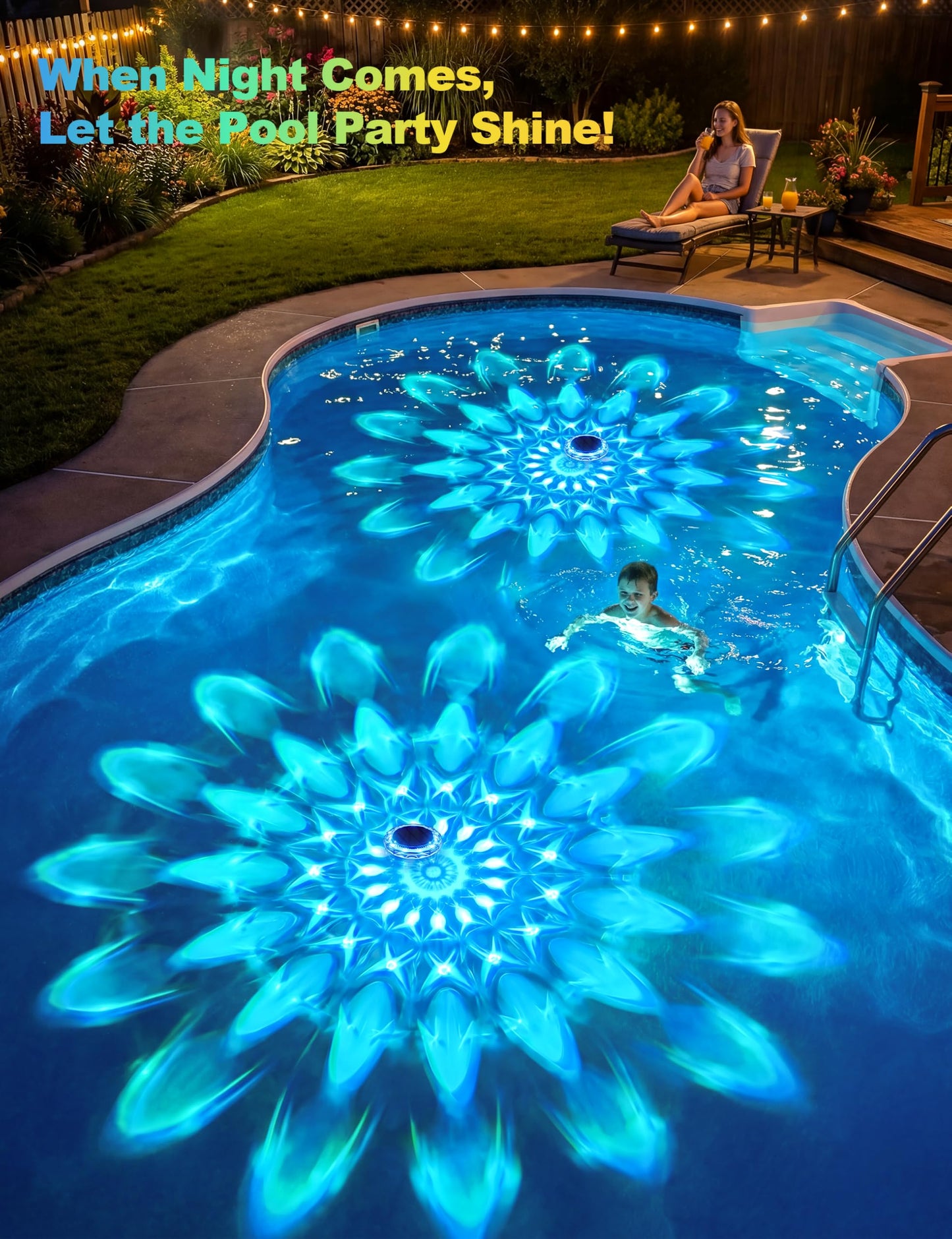 APONUO Solar Pool Lights, IP68 Waterproof Floating Pool Lights with Remote& Button Control, 9 Lighting Colors& 3 Modes Pool Solar Light, Timer&Memory, Floating Light for Pool, Party, Bathtub (2 Pack)