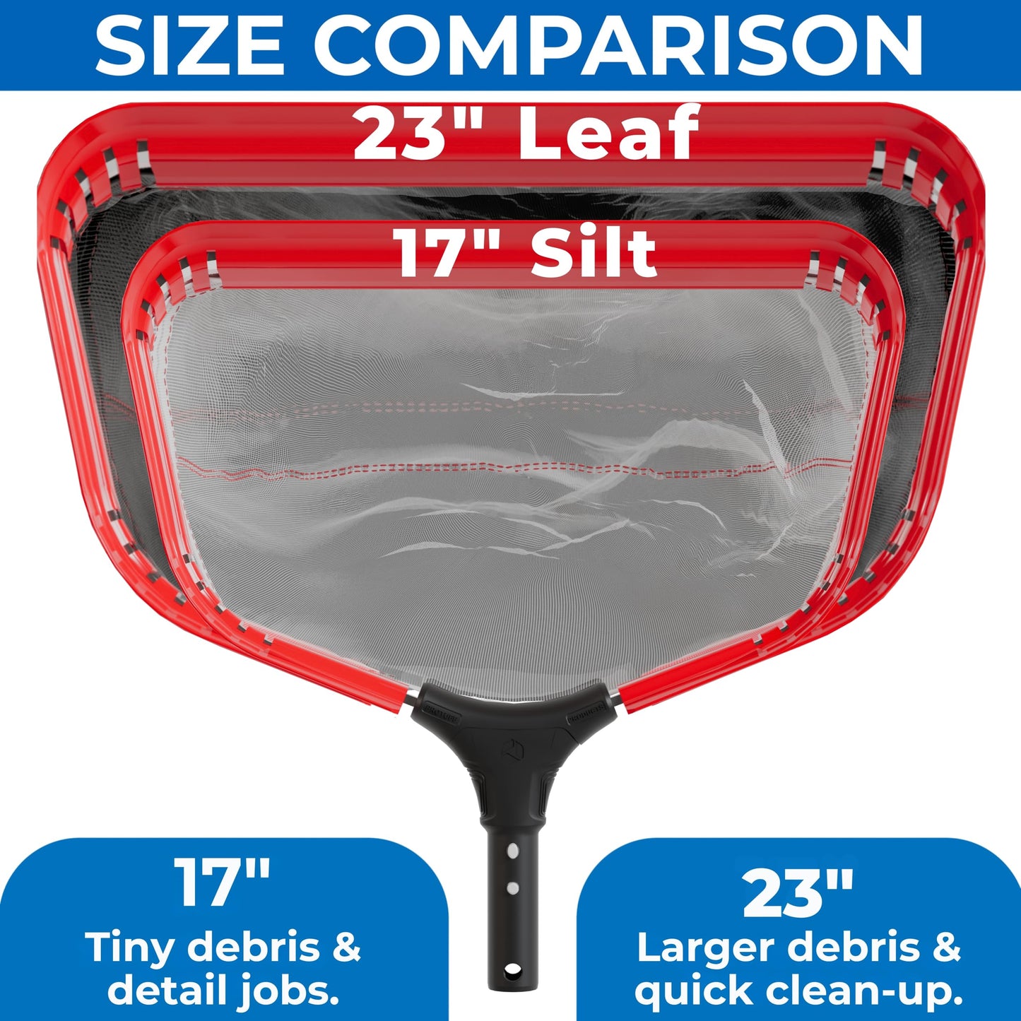 ProTuff PRO Ultimate Silt & Leaf Rake Bundle - 490 Promise Unlimited & Unconditional Replacements - 2-Items: 23" Medium & 17" Fine Mesh Pool Cleaner for Sand, Silt, Pollen, Leaves & Twigs