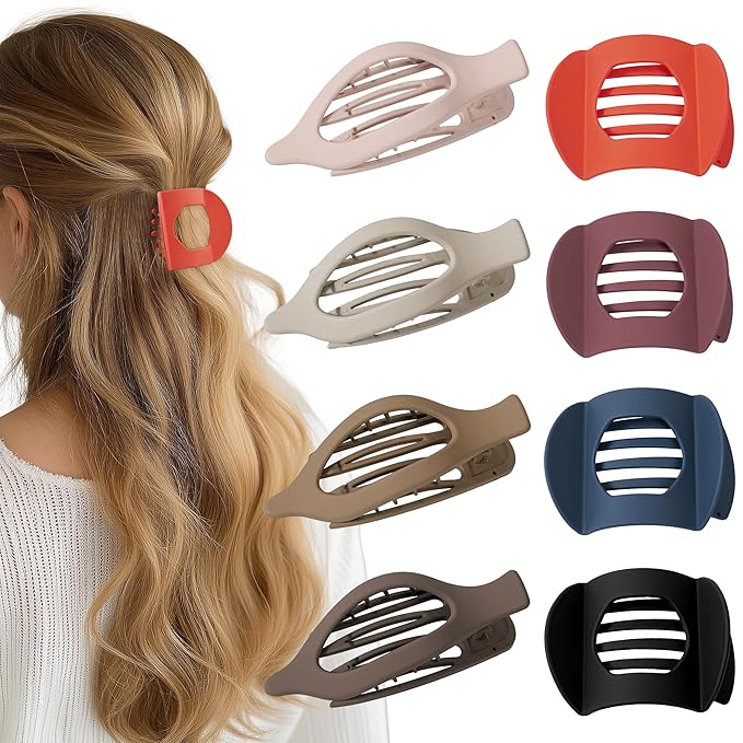 8 Pack Flat Hair Clips for Women, Matte Flat Claw Clips for Thick & Thin Hair No-Slip Strong Hold Hair Barrettes, French Duckbill Styling Accessories for Women