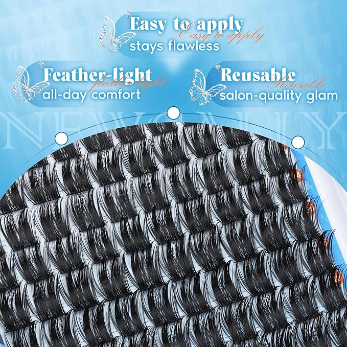 Eyelash Clusters Volume Lash Clusters Manga Spike Individual Lashes D-curly Wispy DIY Lash Extension 10-18MM Cluster Eyelash Extensions by Newcally