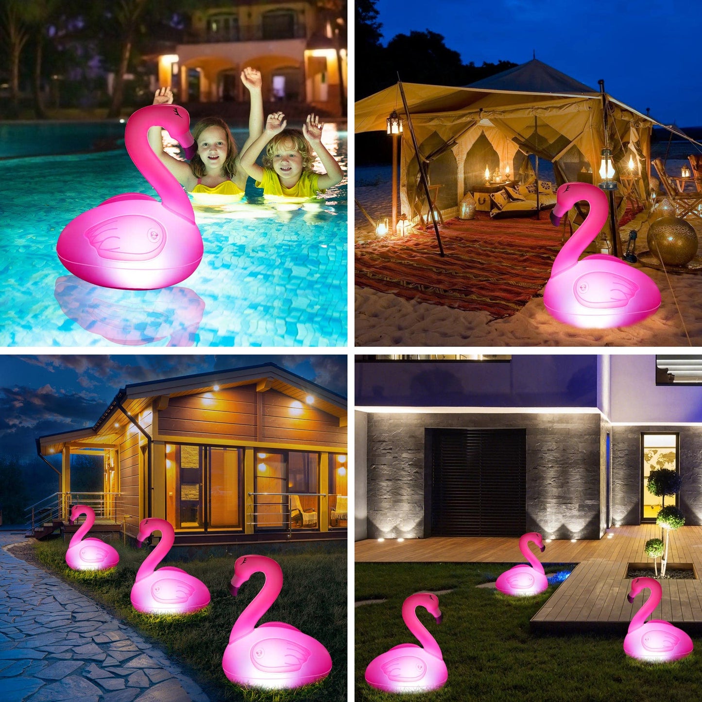 Toodour Floating Pool Lights, 3 Packs Solar Flamingo Pool Lights that Float, Waterproof Glow in The Dark Inflatable Solar Powered Flamingo Lights for Swimming Pool, Party, Garden, Patio, Outdoor Decor