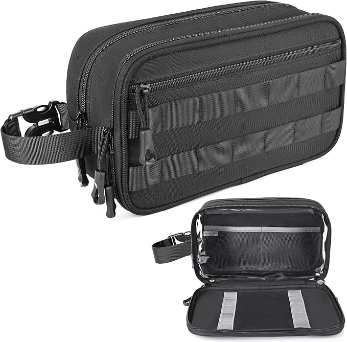 Men's Toiletry Bag, Tactical Inspired Hygiene Shaving Bath Shower Grooming Toiletries Bag for Men Water-resistant Dop Kits for Travel