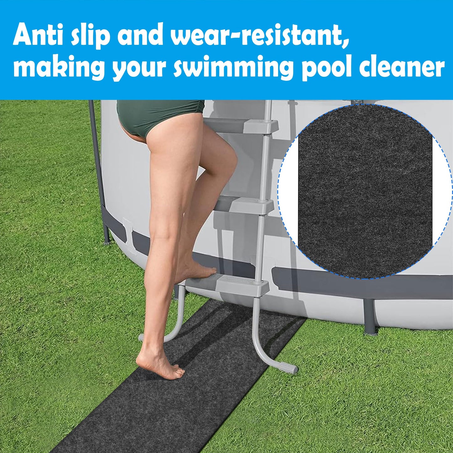 codree 10 Ft x 16 Inch Above Ground Pools Pathways- Absorb Water Pools Ground Walkways- Pool Spa Floor Mat Pad for Above Ground Pools, Spas, Hot Tubs