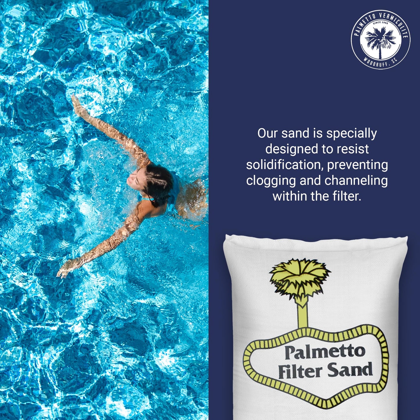 Palmetto 5 Pack Pool Filter Sand, Clean and Clear Water, Natural Sand for Residential and Commercial Pool Sand Filter Pumps, 50 Pound