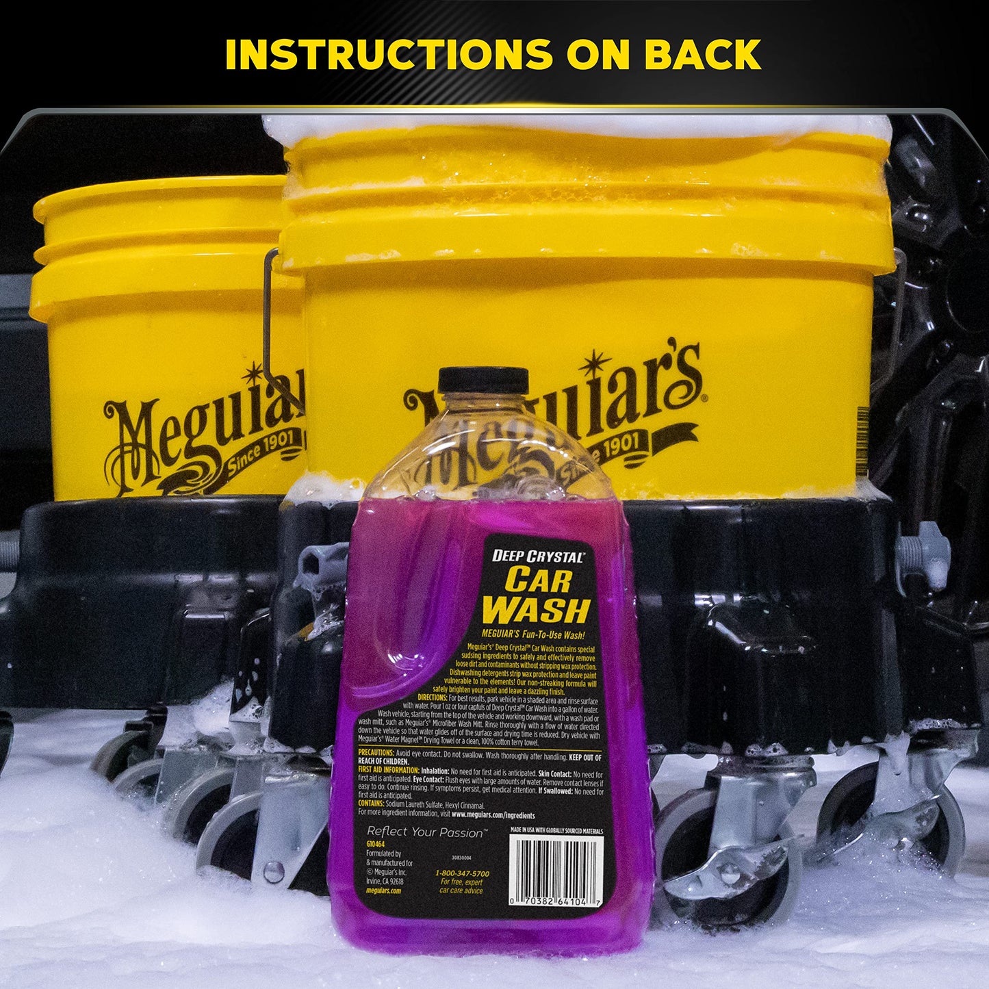 Meguiar's Deep Crystal Car Wash - Car-Wash Shampoo that Cleans Paint, Enhances Gloss, and Preserves Wax Protection, pH Balanced Car-Wash Soap with Excellent Foaming Action, 64 Oz (Pack of 2)
