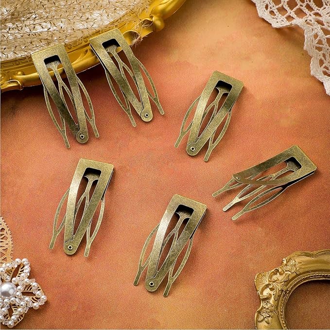 Chinco 24 Pcs Double Grip Hair Clips Metal Snap Clips Women Barrettes for Hair Making, Salon Supplies(Ancient Bronze,2.8 Inch)