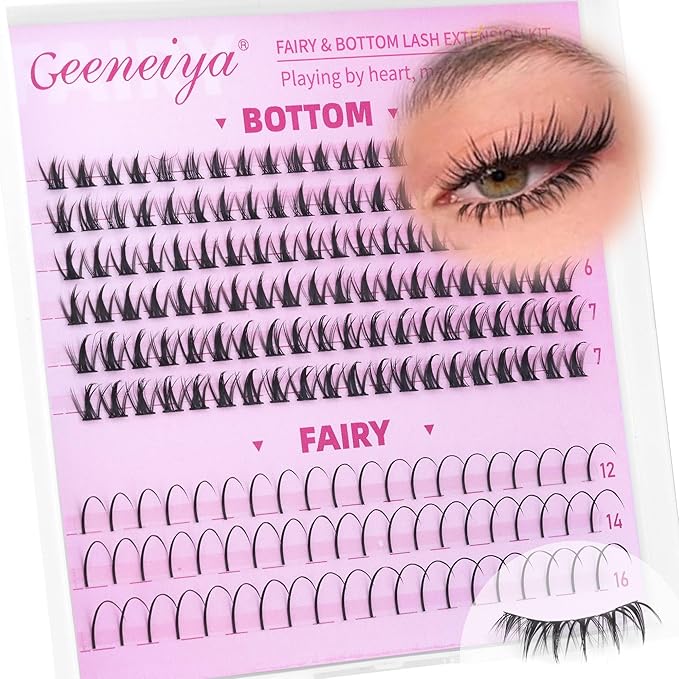 Geeneiya Fairy and Bottom Lash Clusters, Stack with Venus/Flora/Mermaid Eyelash Clusters, Wispy Cluster Eyelash Extension Effect DIY at Home, Waterproof Lashes (Not Kit)