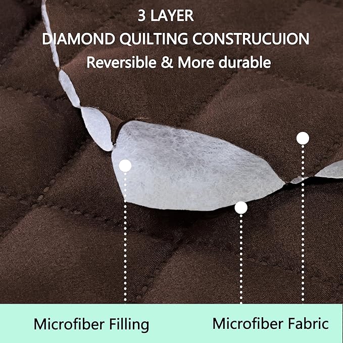 Reversible Sofa Covers Couch Cover Furniture Protector for Dogs Elastic Straps Water Resistant(Sofa,Chocolate/Taupe)