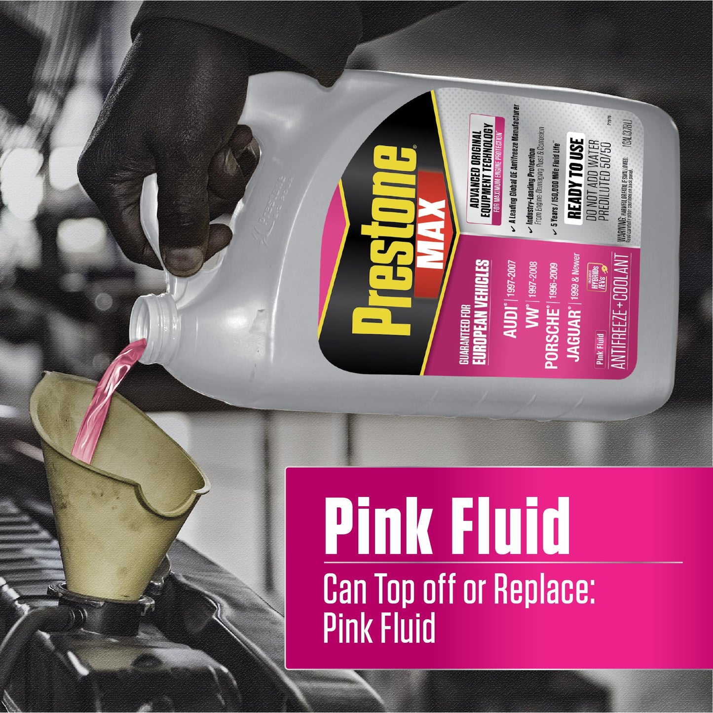 Prestone MAX Euro Pink 50/50 Antifreeze Automotive Coolant, Pack of One