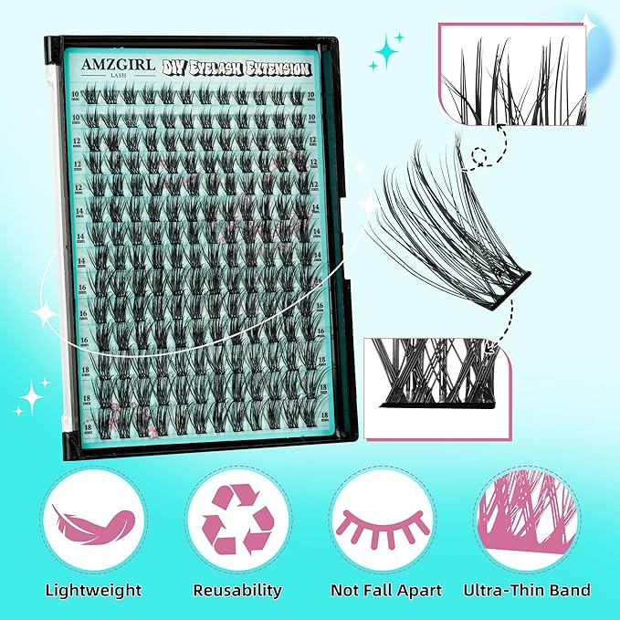 Manga Lash Clusters Kit 168pcs C Curl Fairy Eyelash Extension Individual Lashes Bond and Seal Waterproof,Eyelashes Glue Remover,Lash Applicator for Volume Anime Lashes Cluster(Spiky,C-10-18mm Kit)