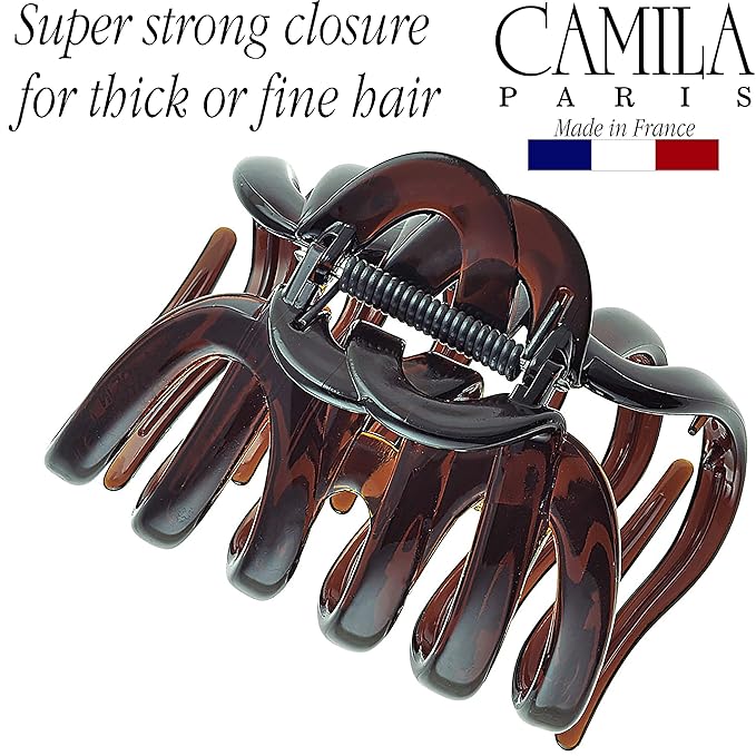 Camila Paris AD718 2PK French Octopus Hair Clip, Large Clips for Thick Hair, Girls Big Claw Clip for Long Hair, Durable Women's Clips With Strong No-Slip Grip, Made in France