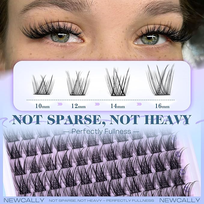 Wispy Lash Clusters Natural Look Cluster Eyelash Extensions 3D Look Eyelash Clusters CD-curly 10-16MM DIY Lash Extension at Home Easy to Use Individual Lashes Clean Eye Makeup by Newcally