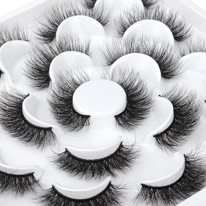 ALICROWN Fuzzy Mink Lashes, Faux Mink Eyelashes 3D Volume Lashes Pack Handmade Dramatic Thick Crossed Fake Eyelashes Soft Reusable 10 Pairs