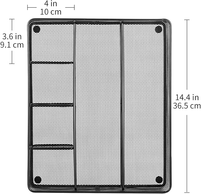Amazon Basics Mesh Drawer Organizer, Black | Pack of 4