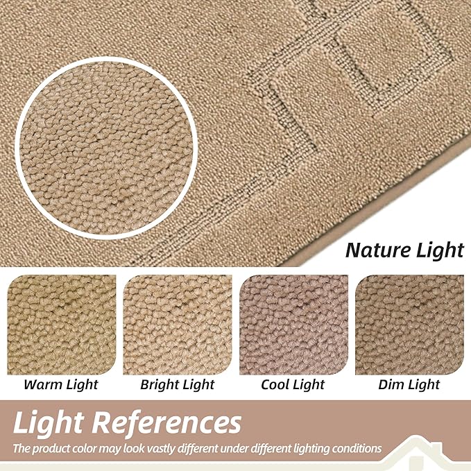 BEQHAUSE Door Mat 24" x 36", Non-Slip Door Mats Indoor Entryway Rugs Washable Low-Profile Absorbent and Stain Resist Floor Mats, Dog Door Mat for Front Back Door, Mud Wet Shoes & Paws, Beige