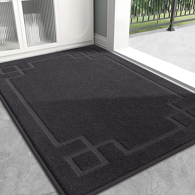 BEQHAUSE Door Mat 32" x 48", Non-Slip Door Mats Indoor Entryway Rugs Washable Low-Profile Absorbent and Stain Resist Floor Mats, Dog Door Mat for Front Back Door, Mud Wet Shoes & Paws, Dark Grey