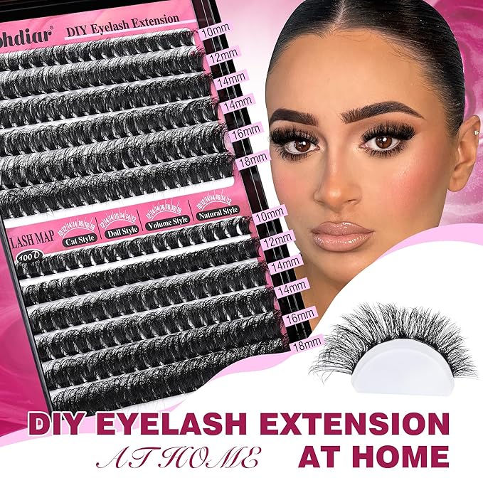 Calphdiar Lash Clusters 80D+100D Thick Eyelash Clusters D-curly Cluster EyelashÃ¢ÂÂExtensions Russian Cluster Lashes Wispy Lashes Clusters 234pcs False Mink Eyelashes 10-18mm DIY Lash Extension