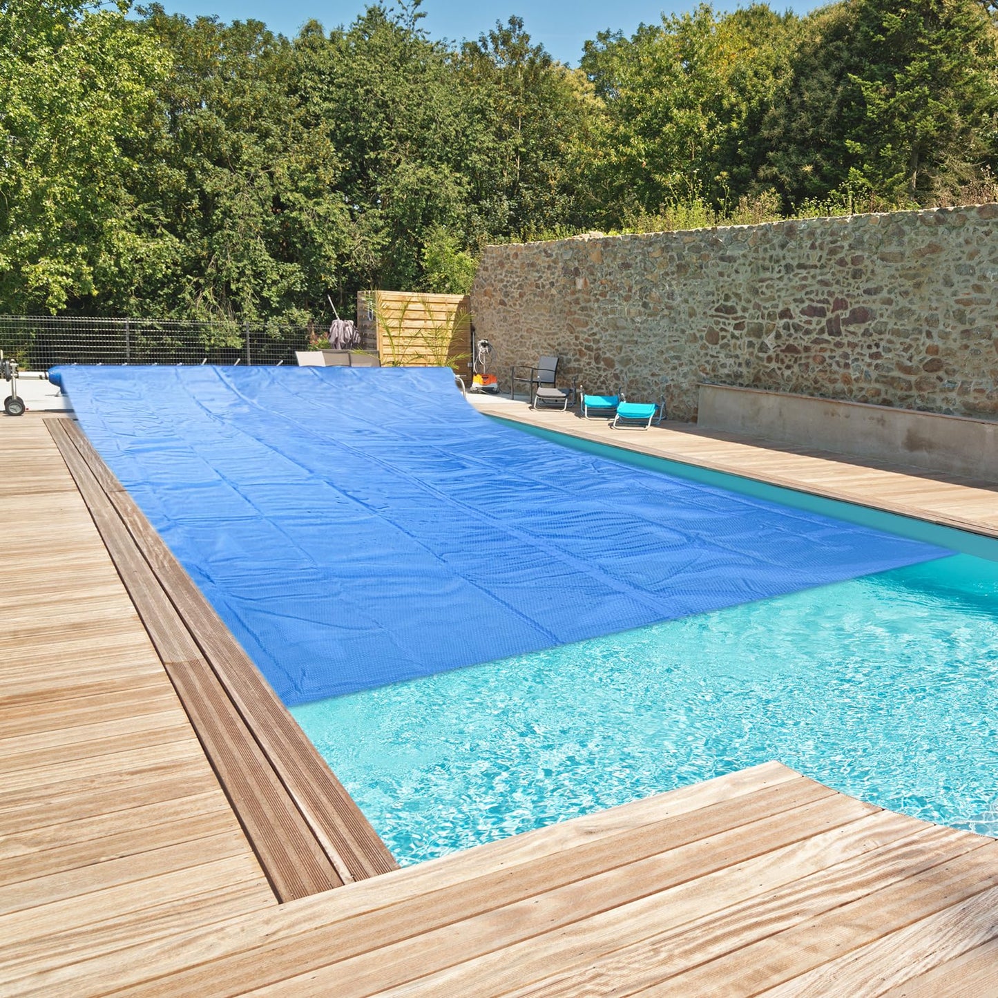 ALLAREN Solar Pool Cover 9x18 Foot Rectangle, 10Mil Blue Bubble Pool Blanket for Inground & Above-Ground Pools | Solar Heating Cover | UV-Resistant & Energy Efficient