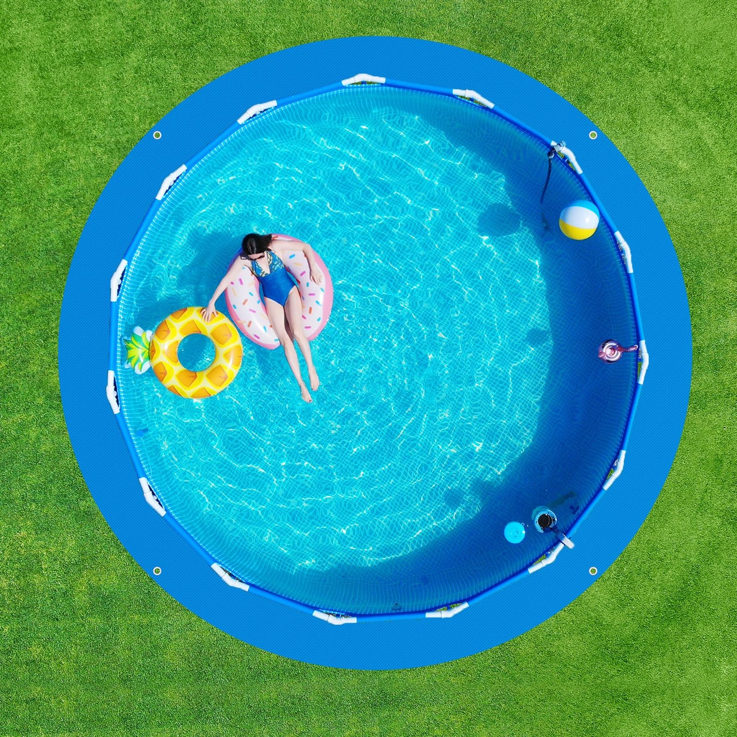 16 x 16 Ft Swimming Pool Ground Cloth Round Swimming Pool Tarpaulin Tarp for Above Ground Swimming Pools Heavy Duty Pool Ground Mat Protector Pad Prevents Punctures
