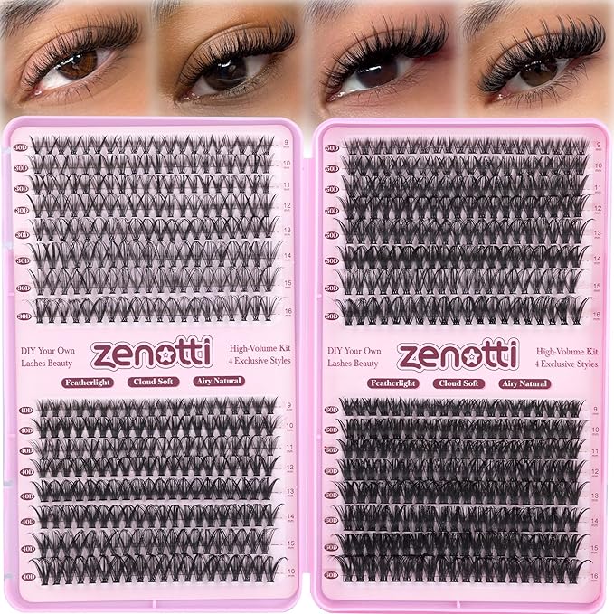 Lash Clusters 640PCS Natural Eyelash Clusters 30D 40D 50D 60D Wispy Cluster Eyelash Extensions 4 Styles PestaÃÂ±as Postizas Naturales 9-16mm DIY Individual Lashes Extensions Soft Lash Band by zenotti