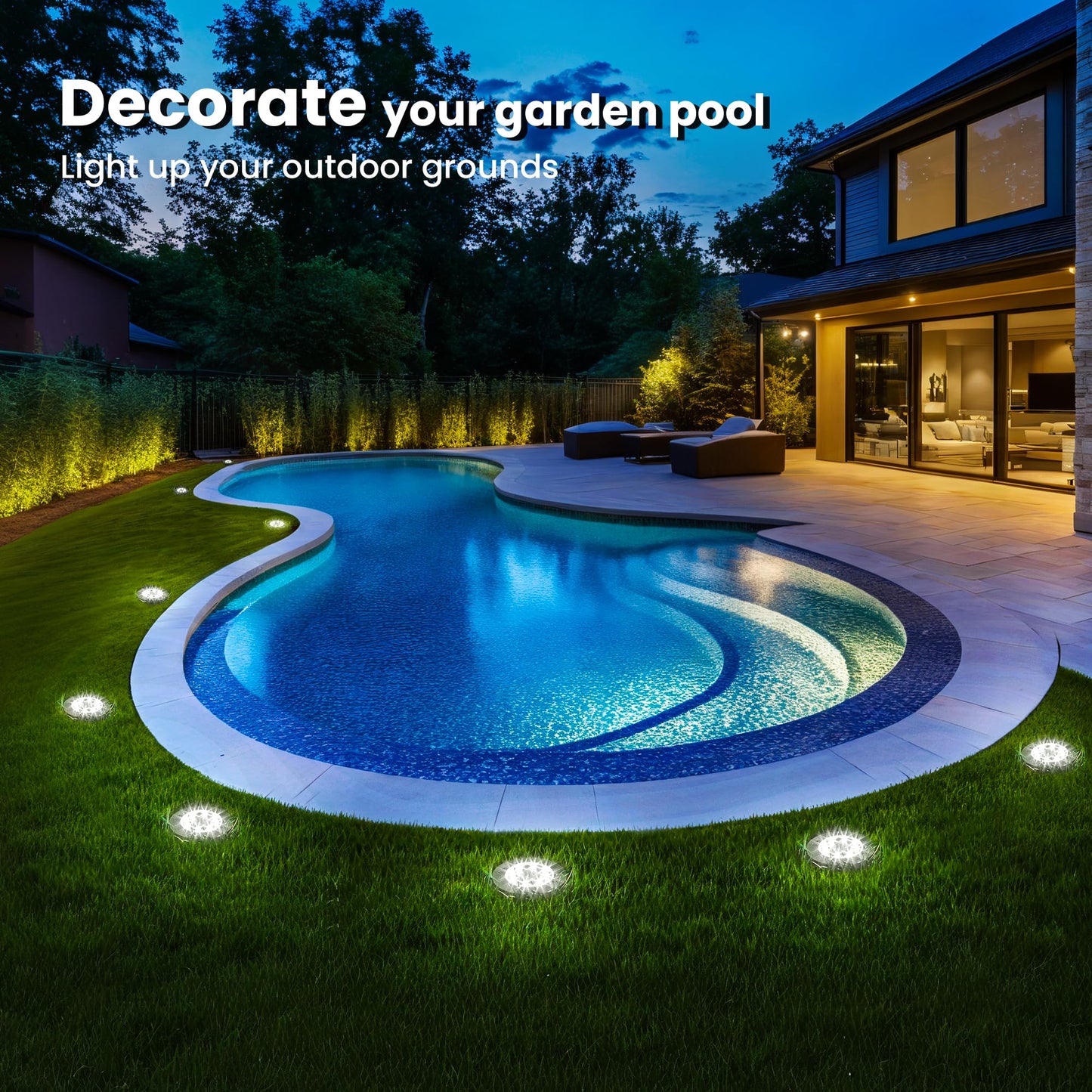 SOLPEX 6 Pack Solar Pool Lights for Above Ground Pools, Waterproof LED Above Ground Pool Lights, Outdoor Pool Decoration Accessories(Cool White)