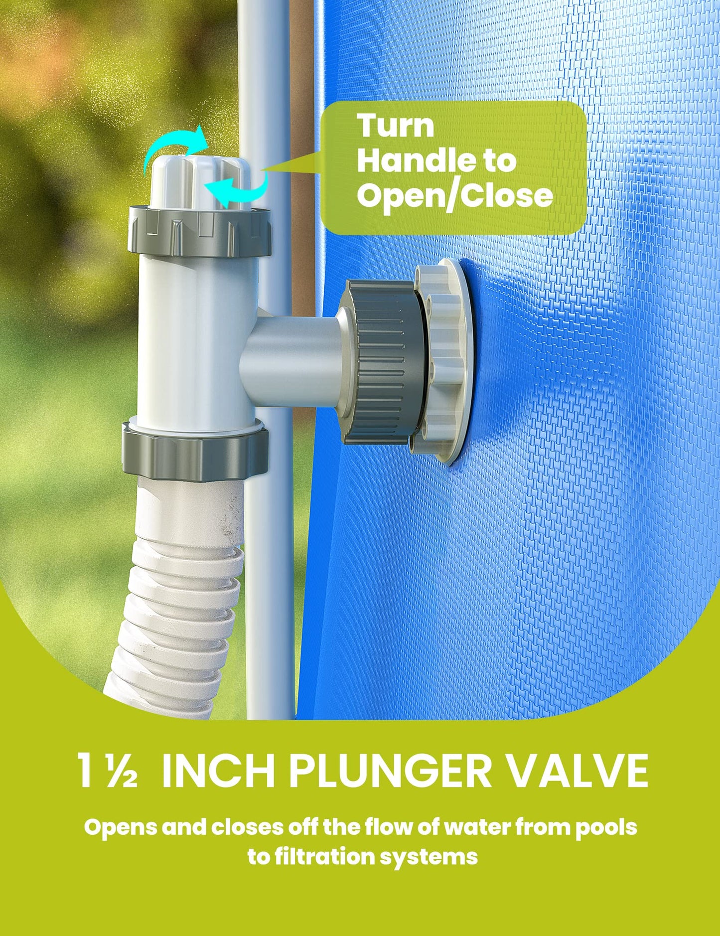 SUMMERBUDDY Above Ground Pool Parts, Replacement Pool Pump Part for Intex/Bestway/Coleman with Plunger Valve, 1.5" Outlet Strainer & Inlet Nozzle, Pool Hose Adapter for Intex Sand Pump (Grey)