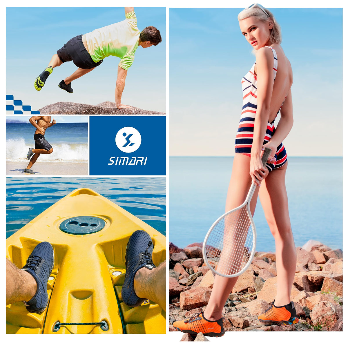 SIMARI Water Shoes for Women Men - Barefoot Quick-Dry Aqua Socks | Lightweight Swim Shoes for Surfing, Swimming, Beach Sports, Kayaking, Diving | Non-Slip Design