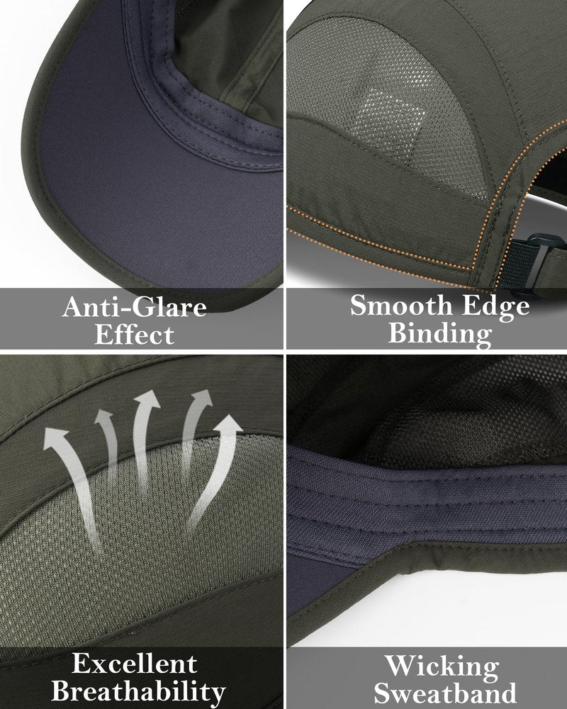 GADIEMKENSD Outdoor Running Hat Men's Dri Fit Cooling Sports Hats Quick Dry Golf Hats UPF50+ Baseball Cap Breathable Airy Mesh Dad Caps for Workout Camping Tennis Hiking Army Green M