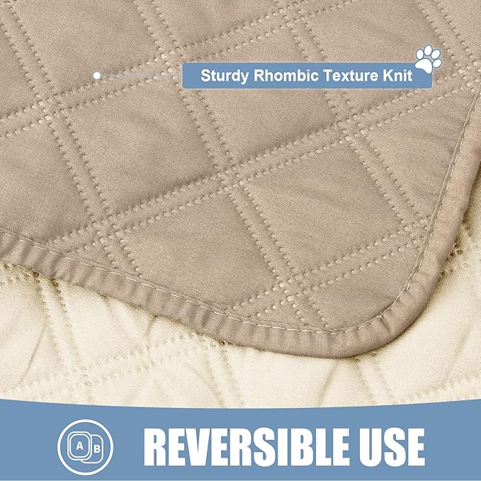 Smiry Waterproof Dog Bed Cover Pet Blanket, Soft Washable Dog Blanket for Furniture Bed Couch Sofa Reversible, Checkered (30"x80", Taupe/Beige)