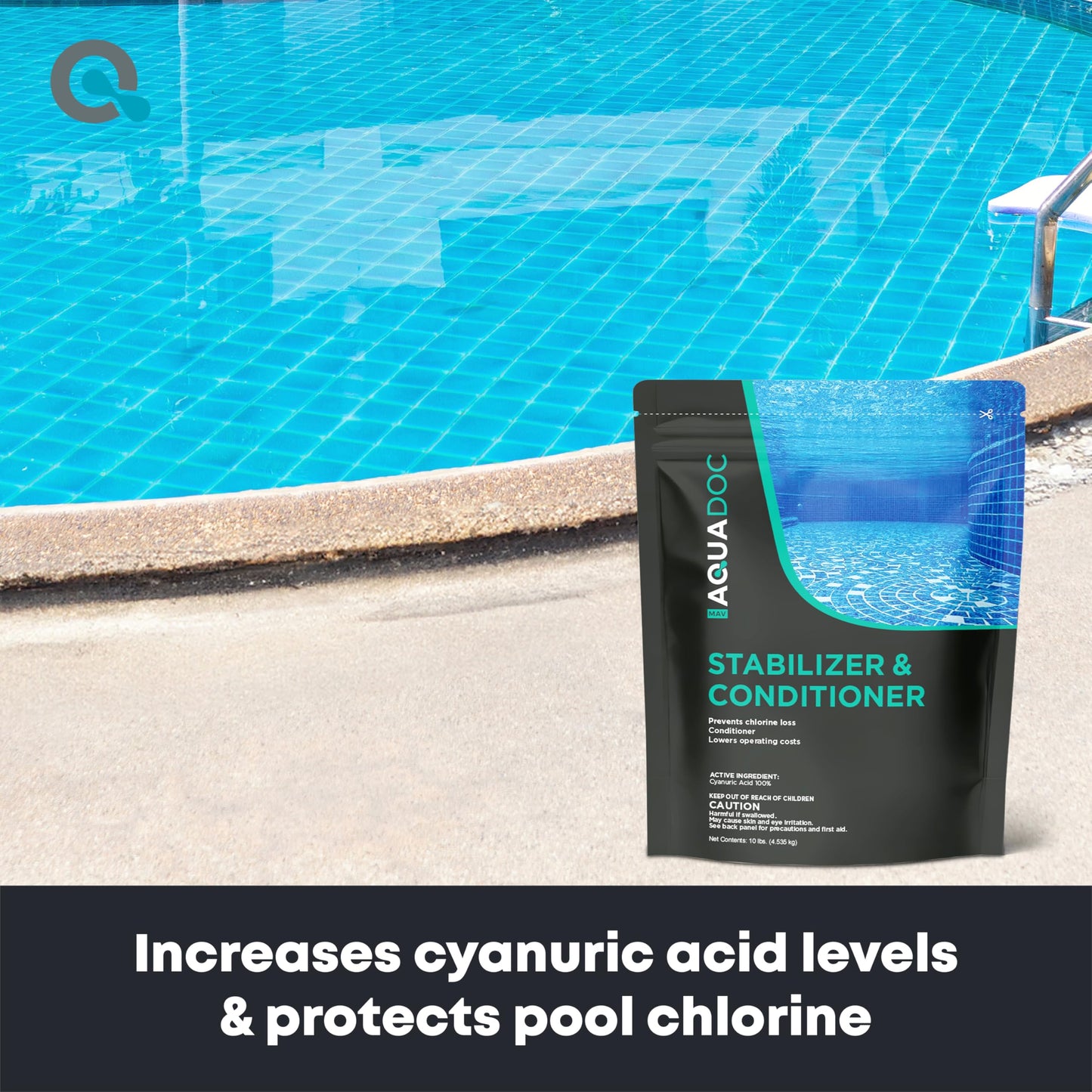 MAV AquaDoc Pool Stabilizer and Conditioner - 10 lb - Cyanuric Acid Stabilizer for Swimming Pools - Pool Chemicals Made in the USA