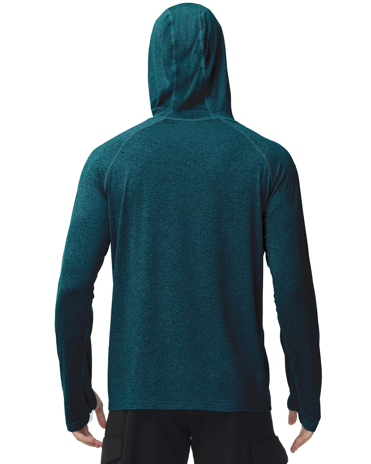 Mens UPF 50+ Fishing Swim Shirt - Long Sleeve Sun Shirts Rashguard Running Hiking Beach Workout Hooded Shirt with Thumbhole