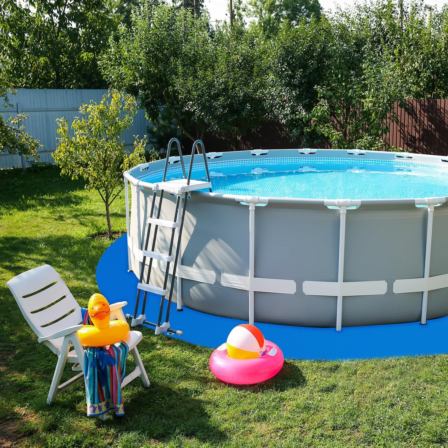 18 x 18 Ft Swimming Pool Ground Cloth Round Swimming Pool Tarpaulin Tarp for Above Ground Swimming Pools Heavy Duty Pool Ground Mat Protector Pad Prevents Punctures