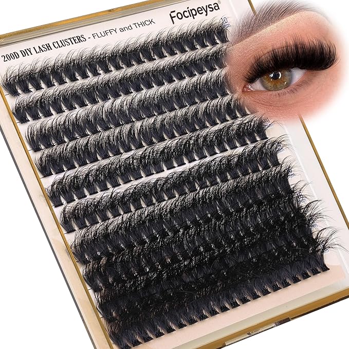 Full Volume Eyelash Clusters DIY Lash Extension 10-18MIX D-Curly Lash Clusters 200D Wispy Individual Lashes Extensions Clusters Eyelashes DIY Lash for Beginners by Focipeysa