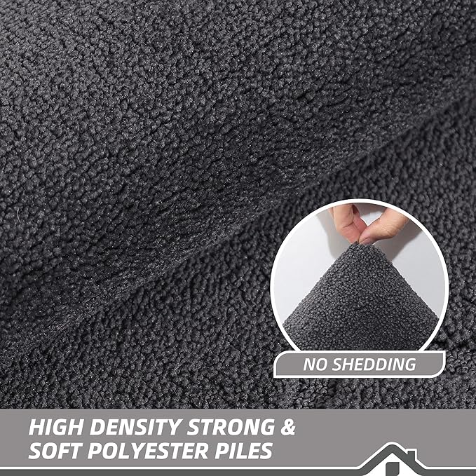 BEQHAUSE Door Mat 36" x 60", Non-Slip Door Mats Indoor Entryway Rugs Washable Low-Profile Absorbent and Stain Resist Floor Mats, Dog Door Mat for Front Back Door, Mud Wet Shoes & Paws, Dark Grey