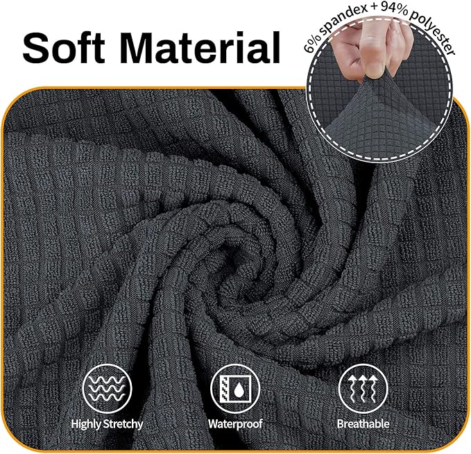 Asnomy Couch Covers for 3 Cushion Couch Stretch Sofa Covers Slipcovers, Pet Protector Furniture Covers for Dogs Cats Spandex Jacquard Fabric Small Checks （X-Large，Charcoal Ash）