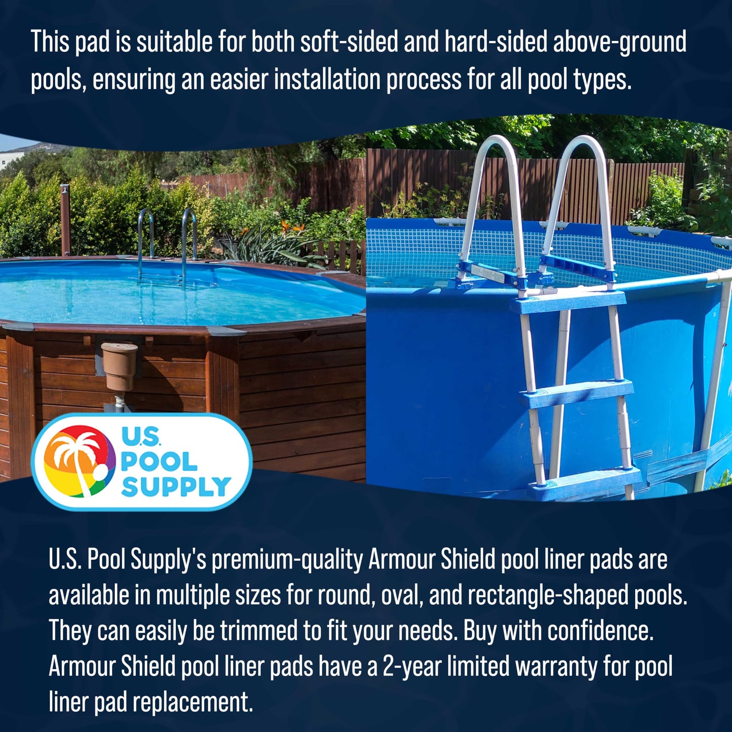 U.S. Pool Supply Ground Shield 15-Foot Round Heavy Duty Pool Liner Pad for Above Ground Swimming Pools - Protects Pool Liner, Prevents Punctures, Weed Barrier, Eco-Friendly Fabric - Extends Liner Life