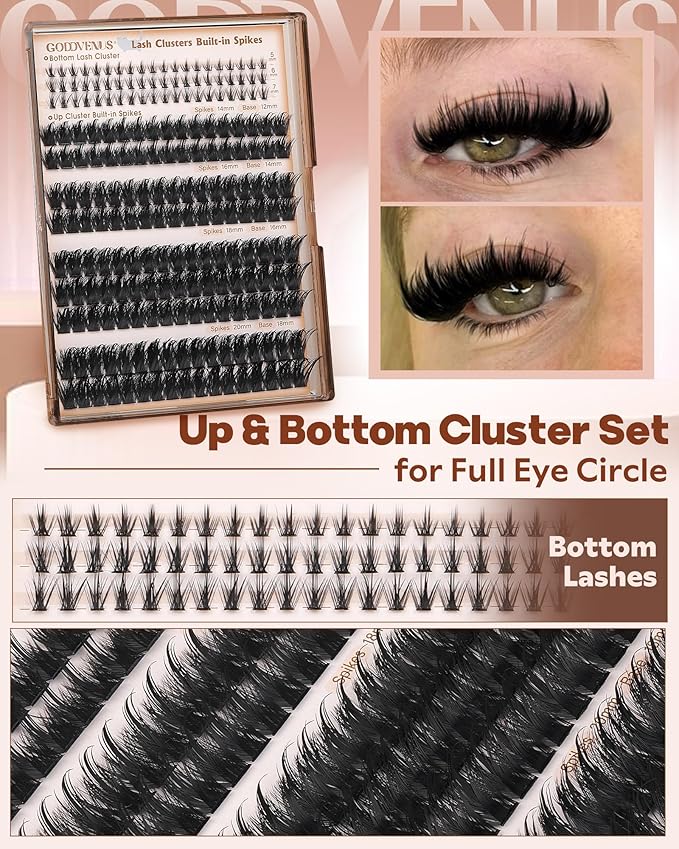 Volume Manga Lash Clusters With Spikes Wispy Cluster Eyelash Extensions Fluffy Anime Eyelashes Clusters with Bottom Lashes Clusters Fairy Individual Lash Extension (D Curve 12-18mm 213 pieces)