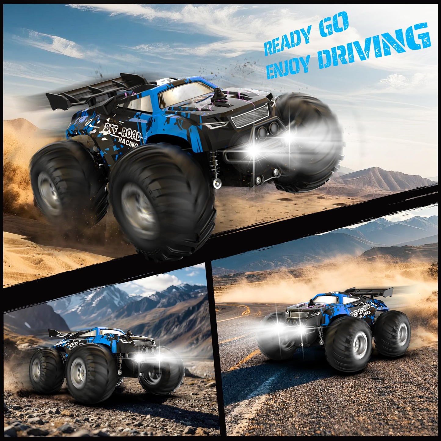Barlisam Remote Control Car, All-Terrain Remote Control Truck for Boys 8-12, Headlight, 1:20, 10KM/H, 2.4GHZ, Speed-Friendly, Sturdy, Rechargeable RC Cars for Boys 4-7 Christmas, Beginner, Kids 6-12