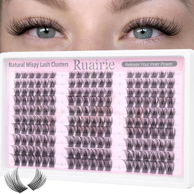 Wispy Lash Clusters Natural Cluster Eyelash Extensions 8-16mm Eyelash Clusters C-Curly Daily Wear Lashes Clusters Natural Bare Face Individual Lashes Eyelashes Clusters