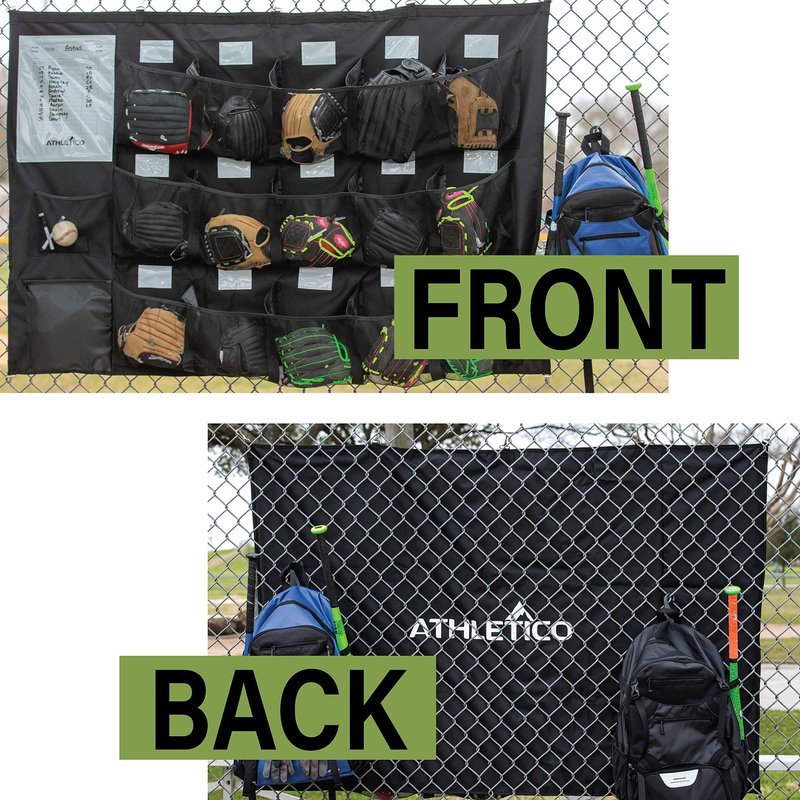 Athletico 15 Player Dugout Organizer - Hanging Baseball Helmet Bag to Organize Baseball Equipment Including Gloves, Helmets, Batting Gloves, Balls, & More