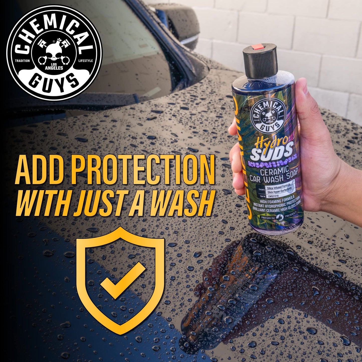 Chemical Guys HydroSuds Ceramic Shine High Foaming Car Wash Soap - Foam Cannon Soap, Works with Foam Guns or Bucket Washes Safe for Cars, Trucks, Motorcycles, RVs, & More, Berry Scent - 64 fl oz