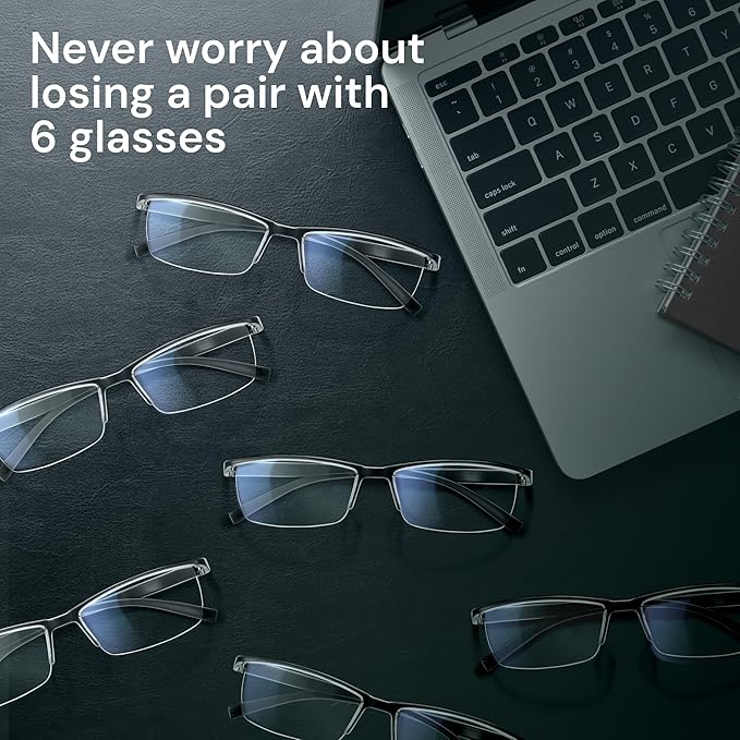 Gaoye 6 Pack 1.5 Executive Style Reading Glasses Men - Durable Readers with Blue Light Filtering - Comfortable Fit with TR90 Frames