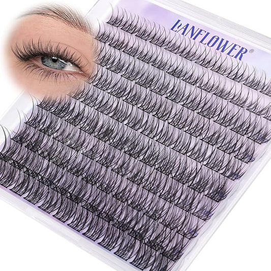 Natural Lash Clusters Wispy Eyelash Clusters 10-16mm Cluster Eyelash Extensions C Curl Cluster Lashes Clusters No Make up Individual Lashes by Lanflower