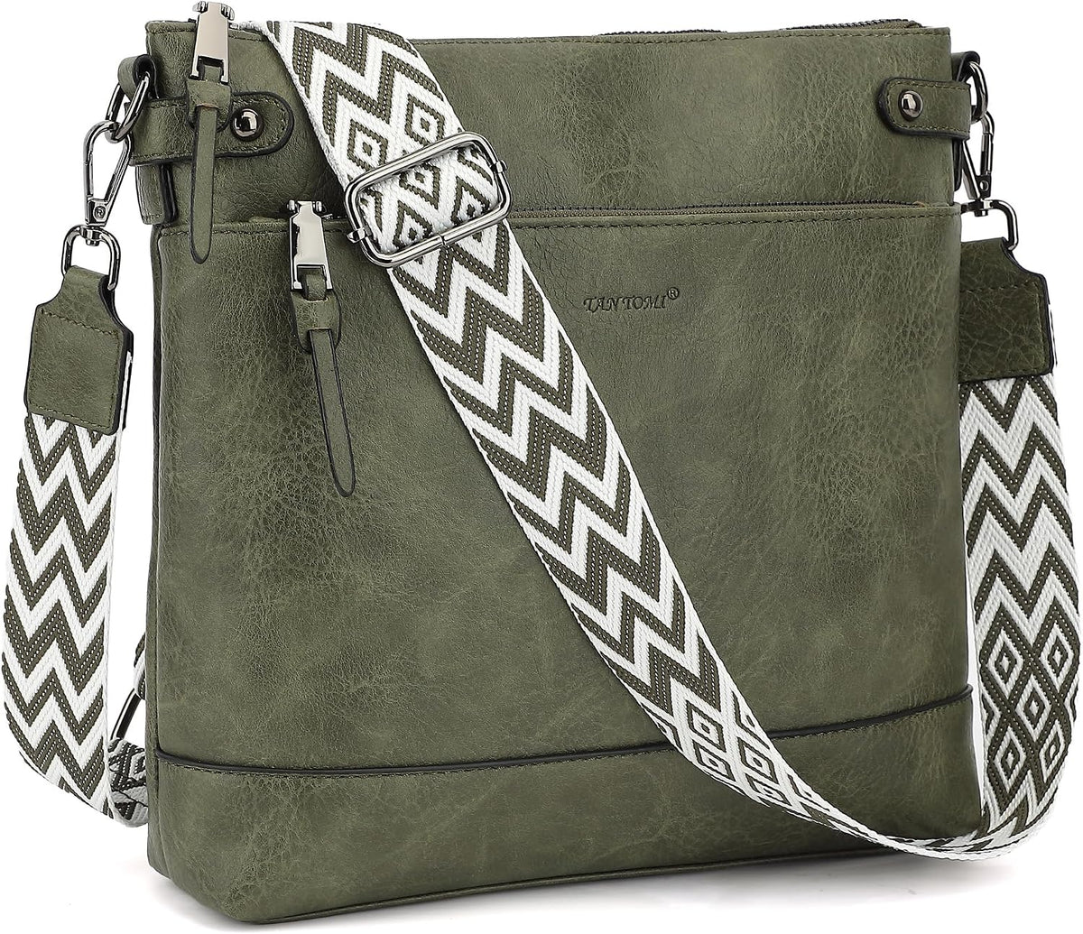 TANTOMI Vegan Leather Crossbody Bags for Women Hobo Travel Purse with Guitar Strap Trendy Women's Handbags with 6 Card Slots
